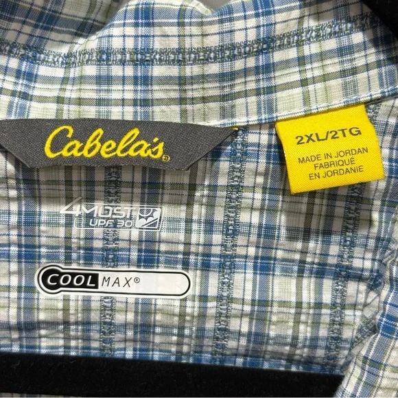 Cabela’s Plaid Short Sleeve Outdoor Shirt 2XL Coolmax UPF30 Textured Button Up - Picture 6 of 16